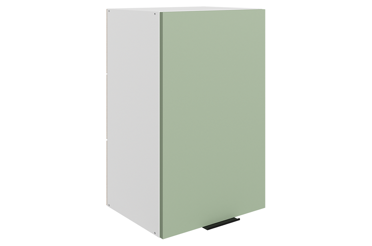 Стоун Шкаф навесной L400 Н720 (1 дв. гл.) (белый/полынь софттач)