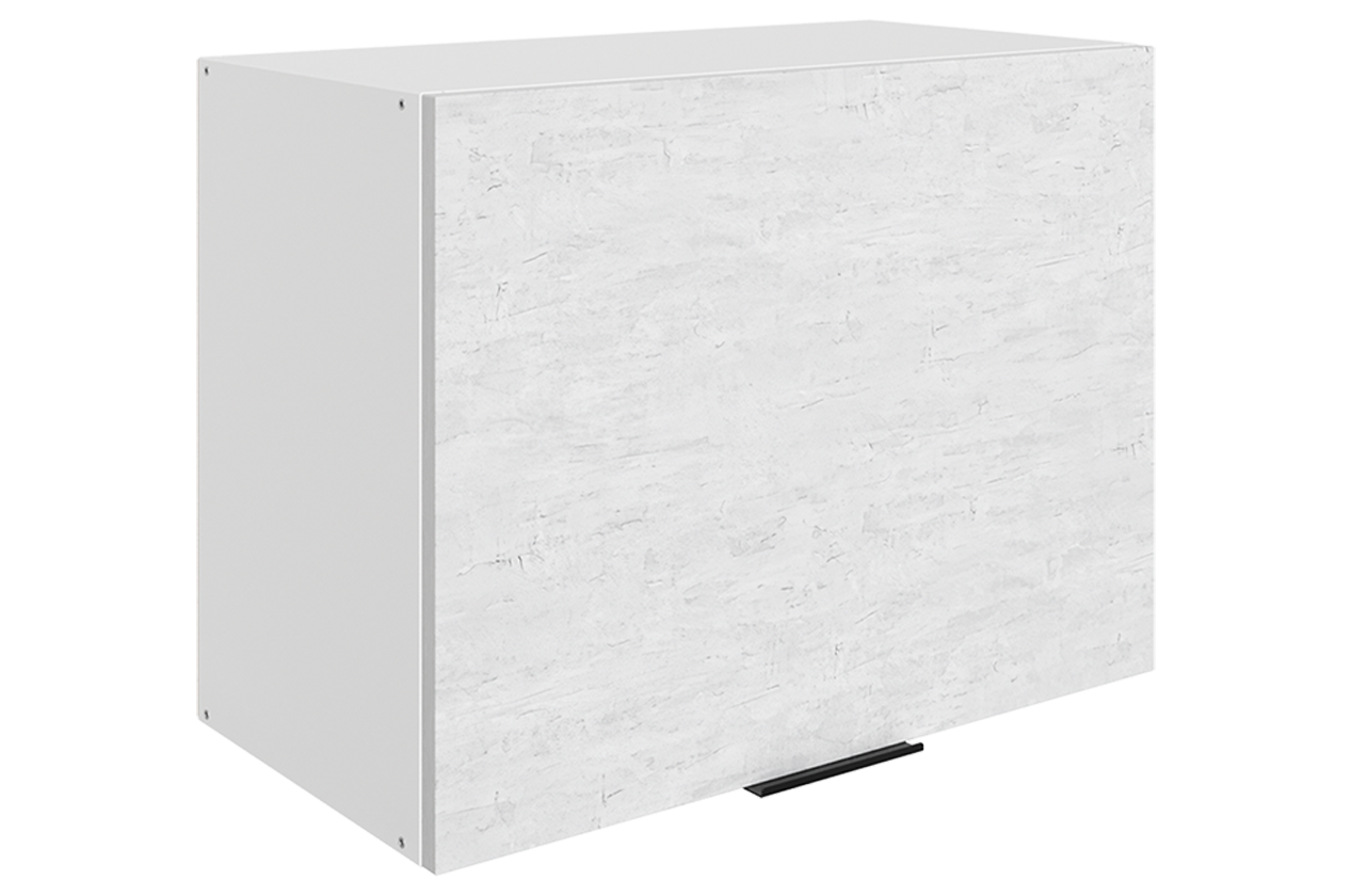 Стоун Шкаф навесной L600 Н450 (1 дв. гл. гориз.) (белый/белая скала)