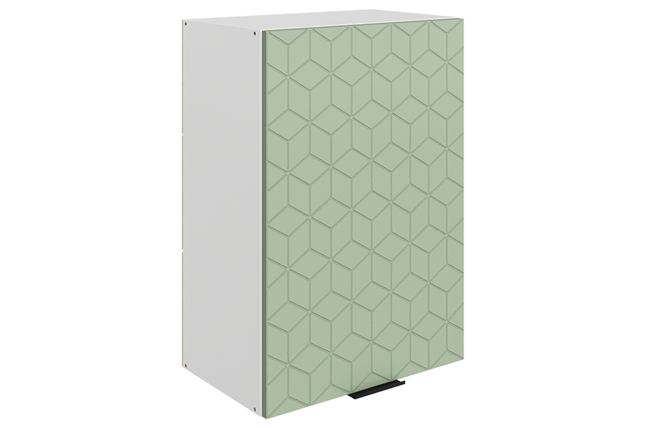 Стоун Шкаф навесной L500 Н720 (1 дв. гл.) с фрезеровкой (белый/полынь софттач)