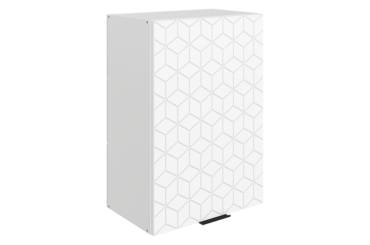 Стоун Шкаф навесной L500 Н720 (1 дв. гл.) с фрезеровкой (белый/джелато софттач)