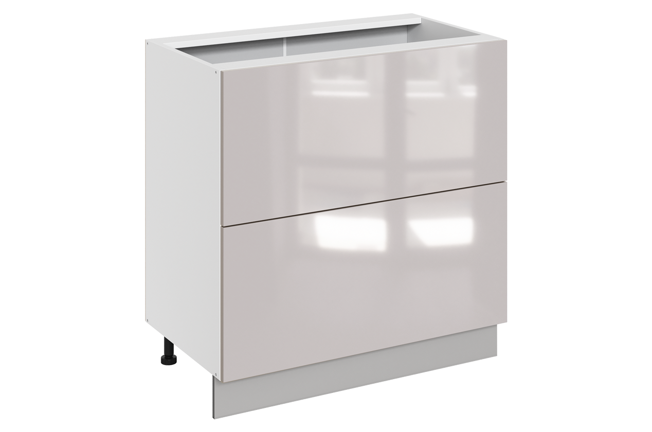 Кристи Шкаф рабочий L800 Старт (2 ящ.) (эмаль) (белый/дымчатый глянец)