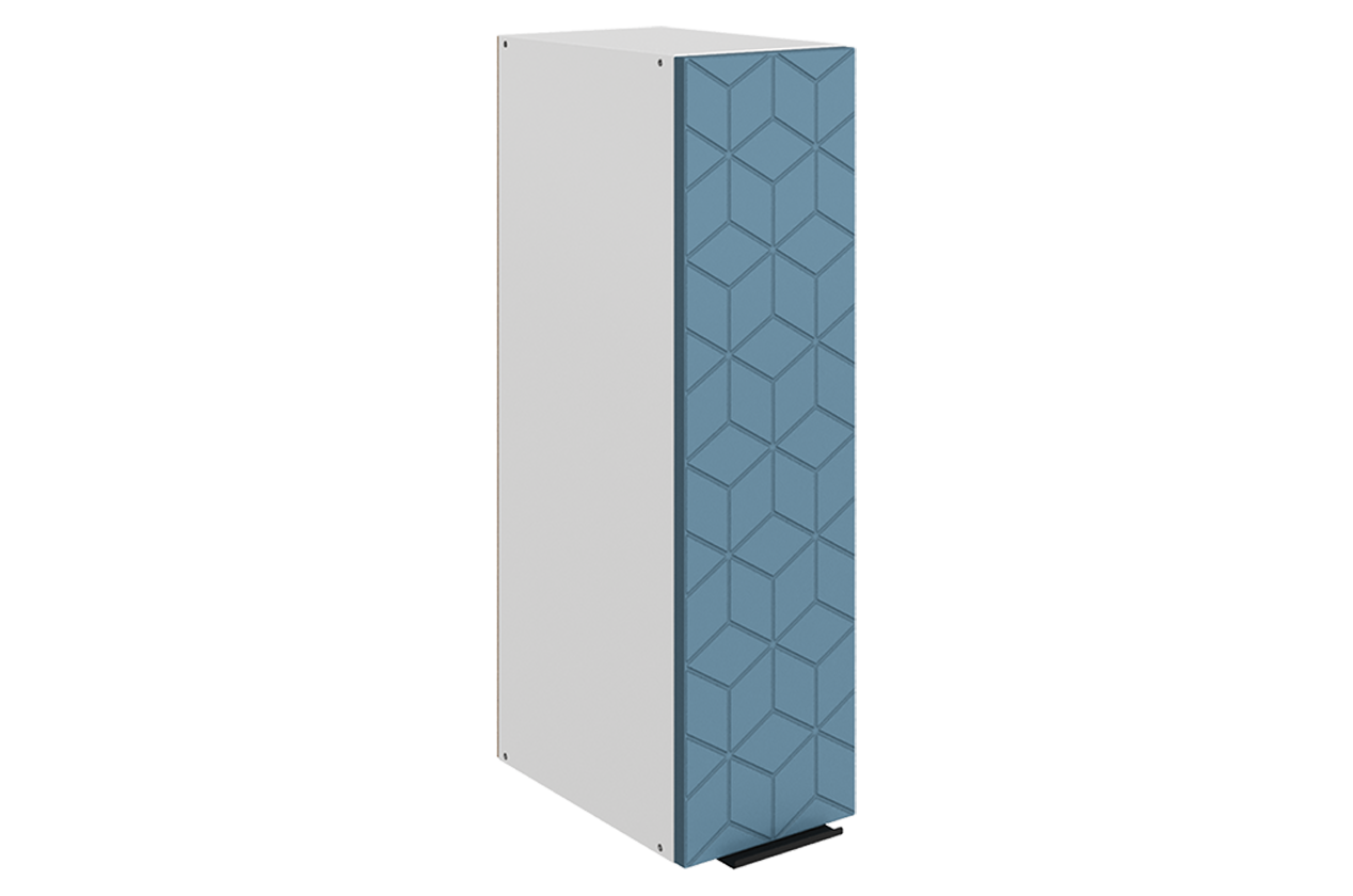 Стоун Шкаф навесной L200 Н720 (1 дв. гл.) с фрезеровкой (белый/изумруд софттач)