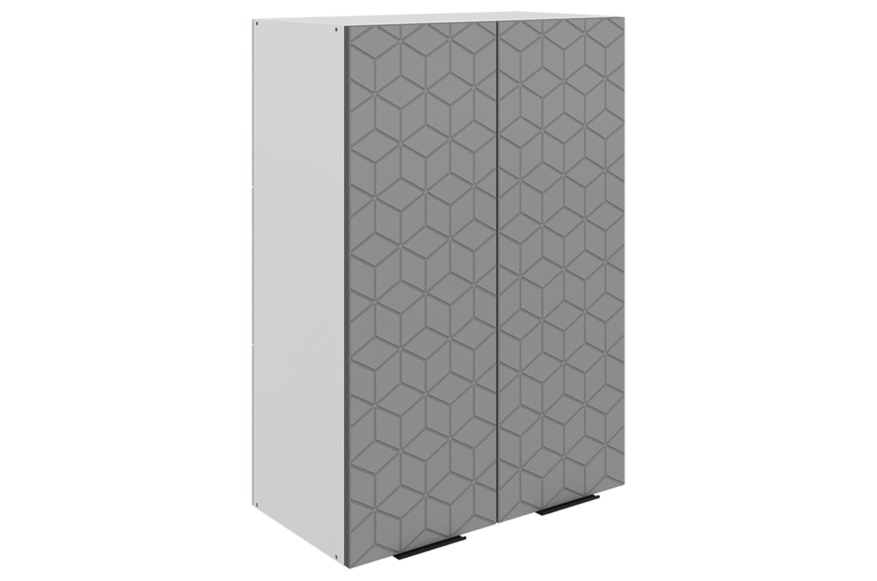 Стоун Шкаф навесной L600 Н900 (2 дв. гл.) с фрезеровкой (белый/оникс софттач)