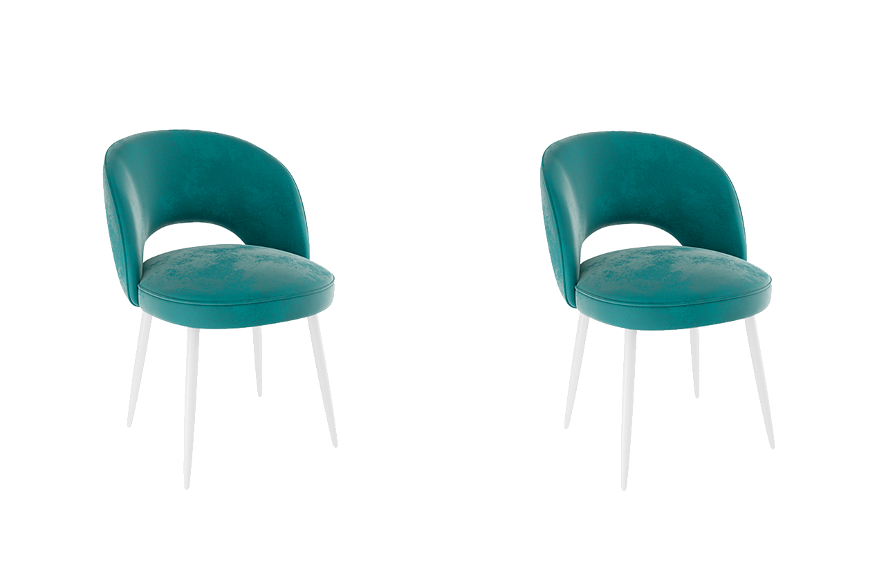 Набор стульев Моли (2 шт.) (зеленый (велюр)/белый)