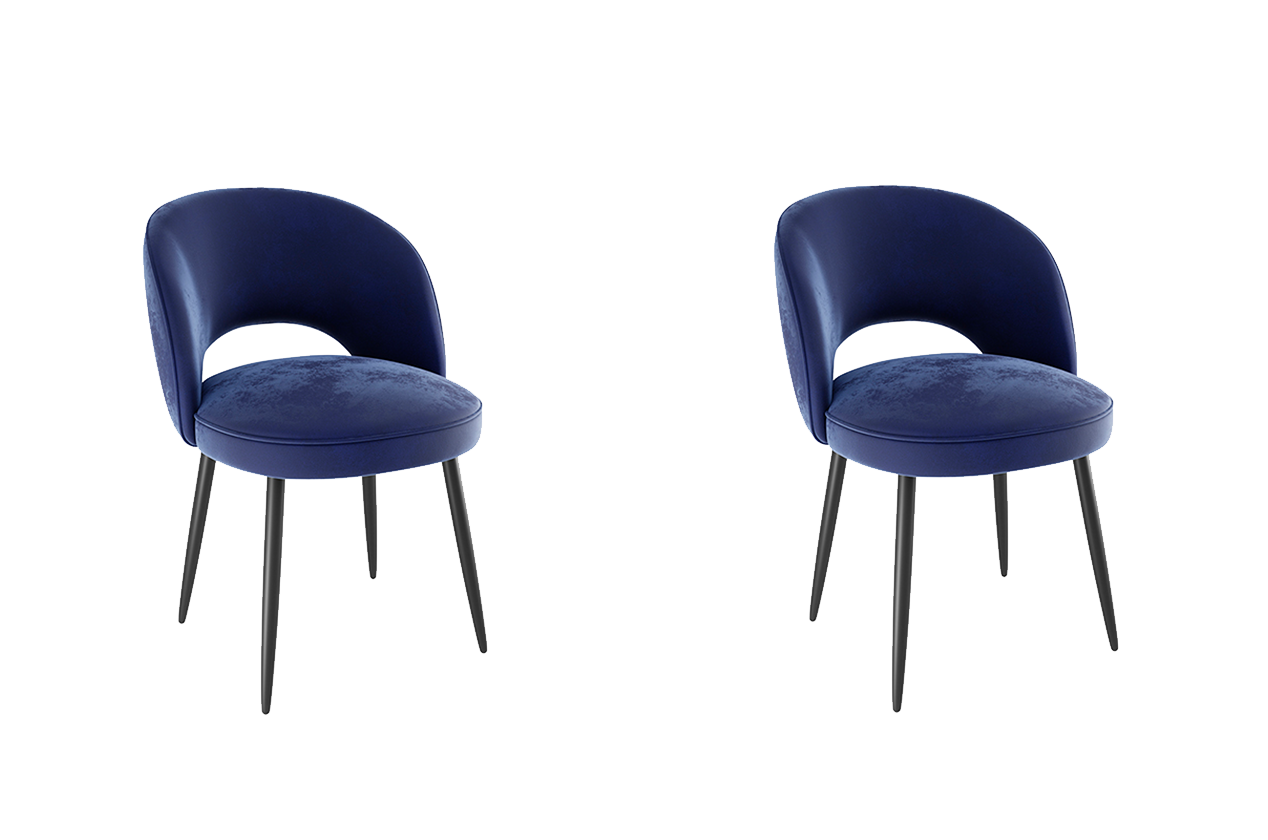 Набор стульев Моли (2 шт.) (синий (велюр)/черный)