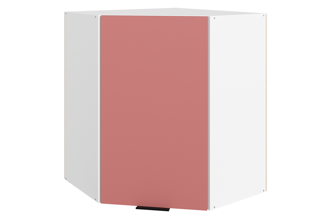 Стоун Шкаф навесной угл. L600x600 Н720 (1 дв. гл.) (белый/берри софттач)