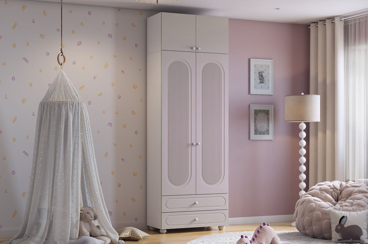 Шкаф двухдверный "Милана К2" (белое дерево/сакура)