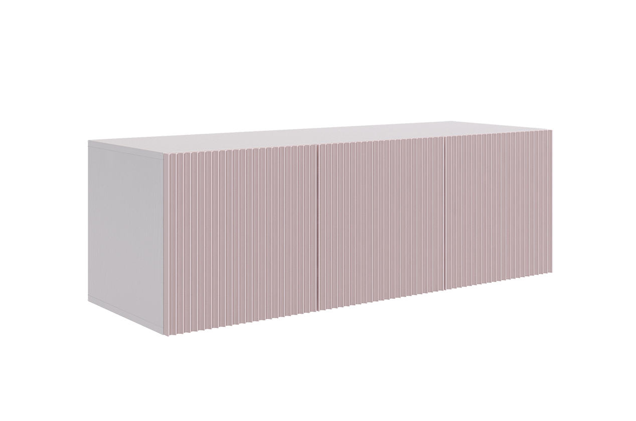Зефир Антресоль трехдверная 119.01 (белое дерево/пудра розовая (эмаль))