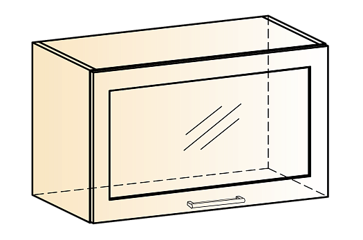 Яна Шкаф навесной L600 Н360 (1 дв. рам. гориз.) (белый/графит металлик)