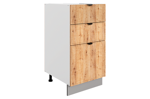 Бариста Шкаф рабочий L400 Старт (3 ящ.) (белый/дуб европейский матовый)