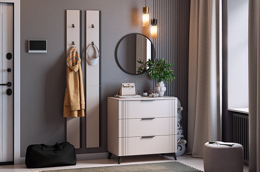 Прихожая "Мебельсон К22" (1350х428х1750) (кашемир/фрапучино матовый/черный)