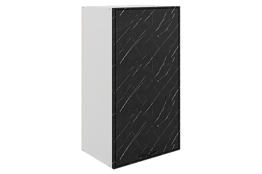 Монако Шкаф навесной L450 Н900 (1 дв. гл.) (белый/мрамор блэкберн матовый)