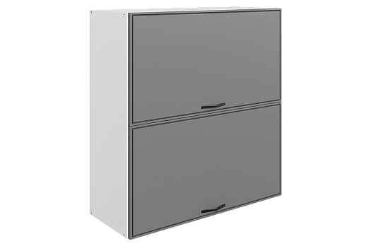 Монако Шкаф навесной L800 Н900 (2 дв. гл. гориз.) (белый/графит матовый)