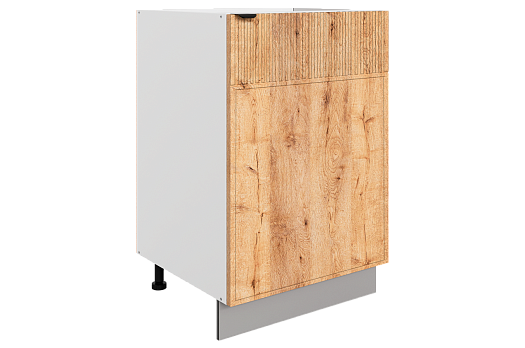 Бариста Шкаф рабочий L500 (1 дв. гл.) (правый) (белый/дуб европейский матовый)