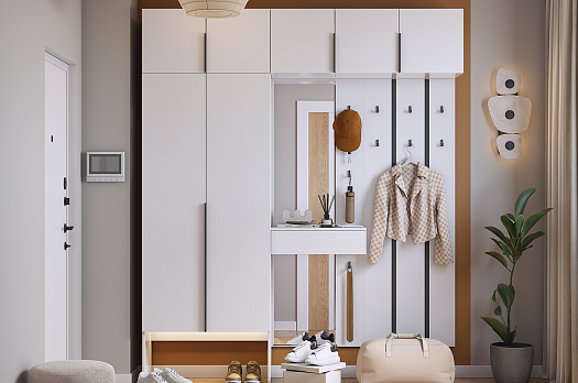 Прихожая "Мебельсон К34" (2000х350х2350) (белое дерево)