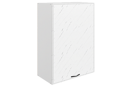 Монако Шкаф навесной L600 Н900 (1 дв. гл.) (белый/мрамор пилатус матовый)