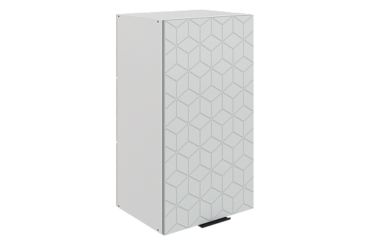 Стоун Шкаф навесной L400 Н720 (1 дв. гл.) с фрезеровкой (белый/лайт грей софттач)