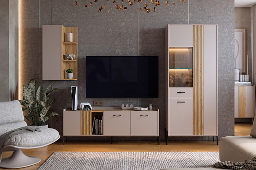 Гостиная "Доминика К4" (2820х350х1950) (кашемир/дуб крафт золотой)