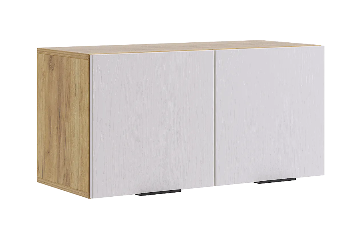 Бери Антресоль двухдверная (дуб крафт золотой/белое дерево)