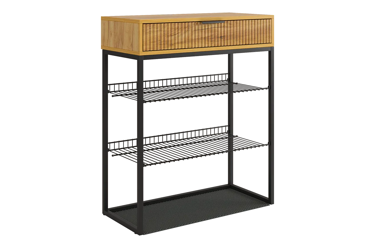 Обувница Вельвет (дуб крафт золотой/акация светлая/черный муар)