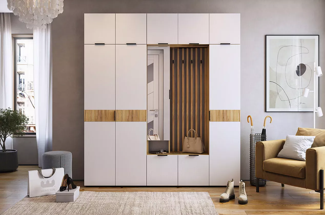 Прихожая "Бери К1" (2000х350х2226) (дуб крафт золотой/графит)