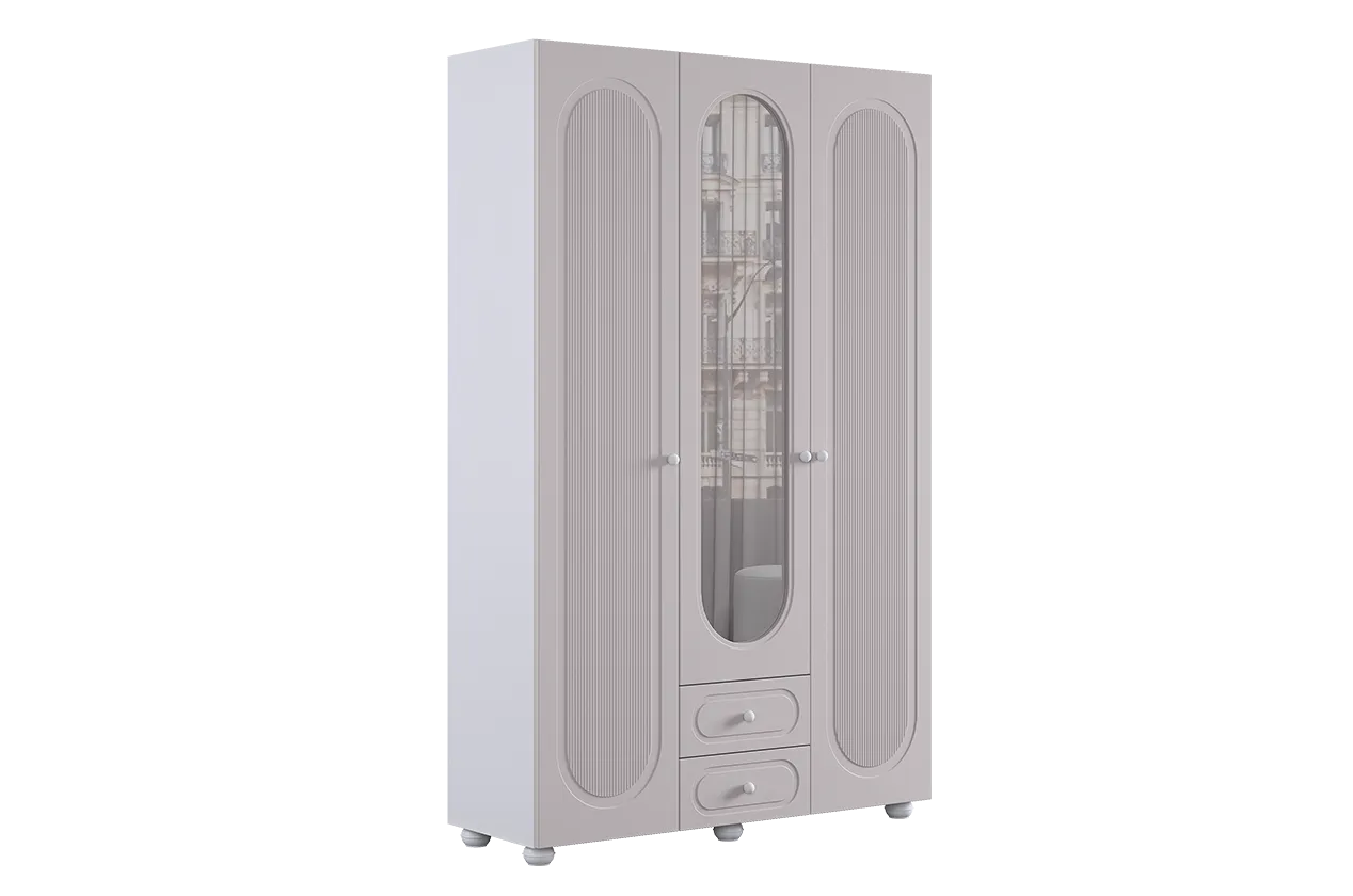 Милана Шкаф трехдверный (белое дерево/сакура)