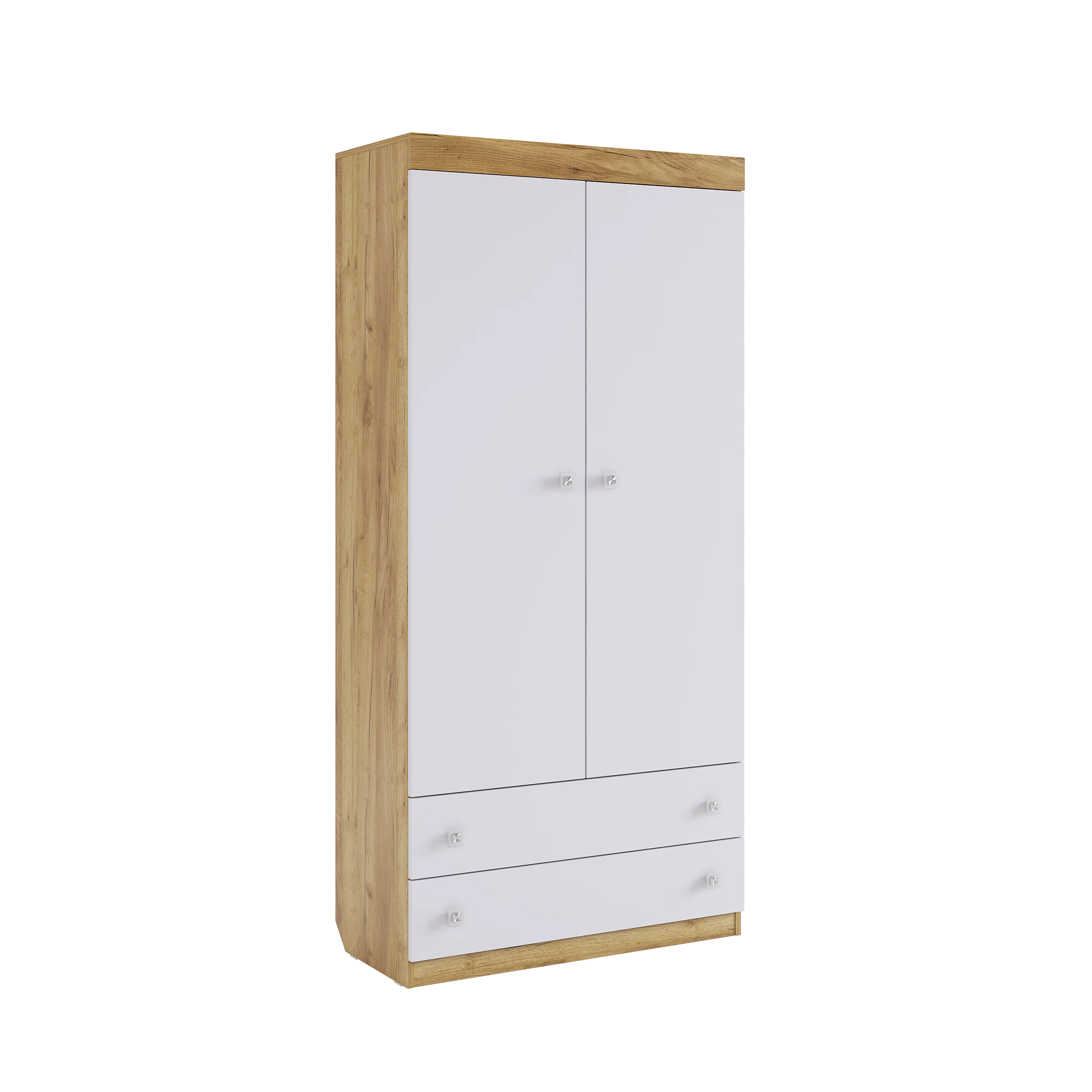 Форсаж Шкаф комбинированный (с ящ. 2-створчатый) (дуб крафт золотой/белый)