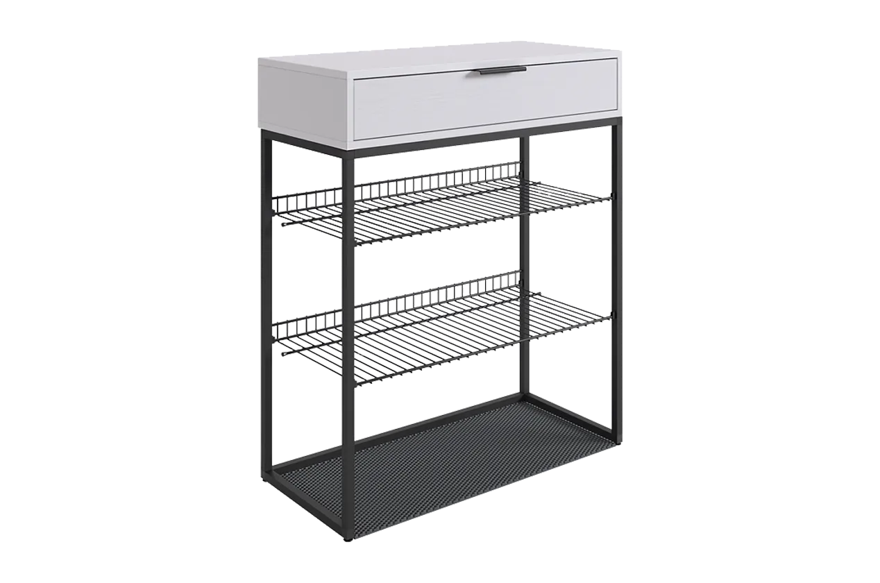 Обувница Краш (черный муар/белое дерево)