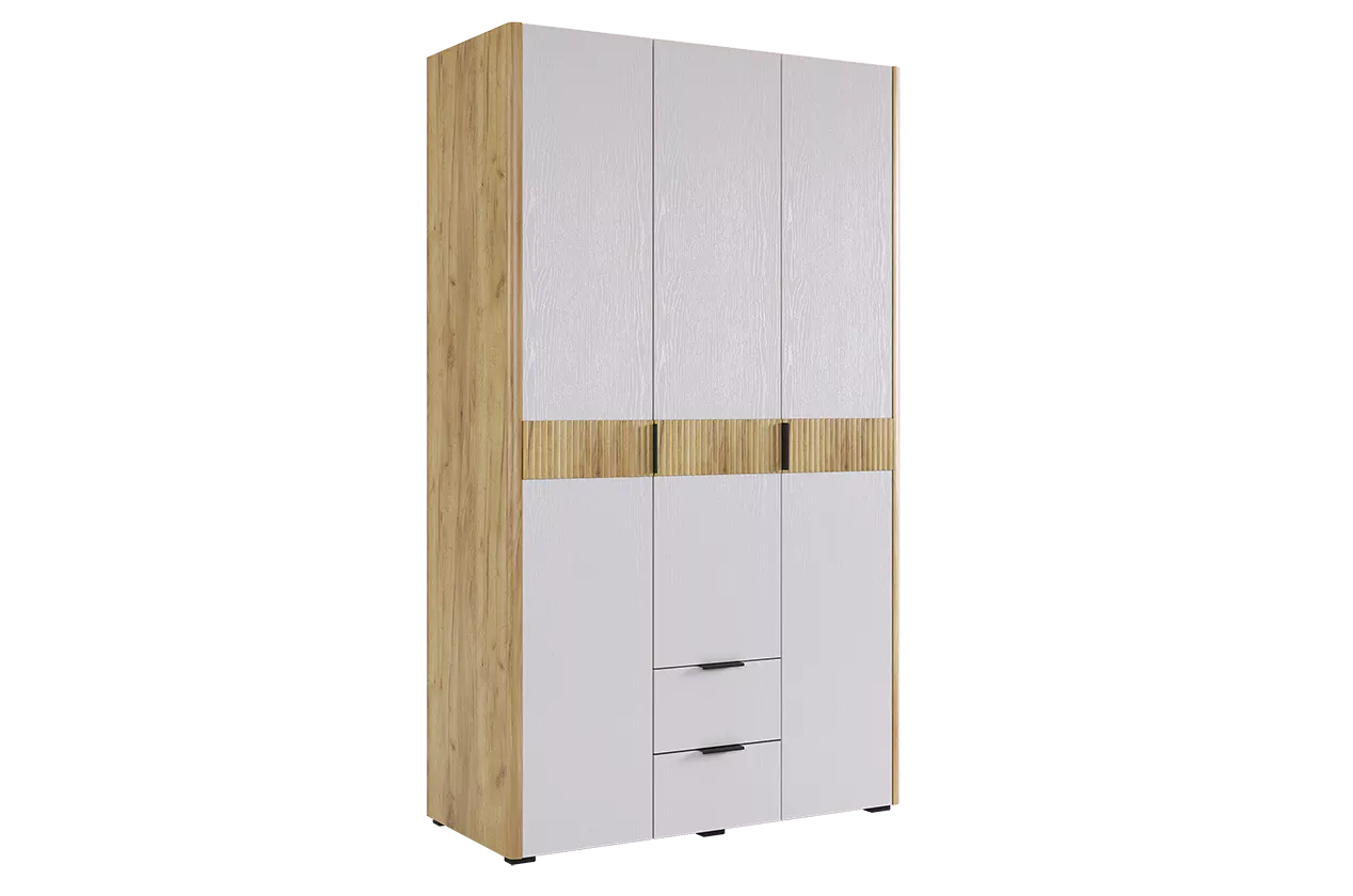 Адам Шкаф трехдверный (дуб крафт золотой/белое дерево)