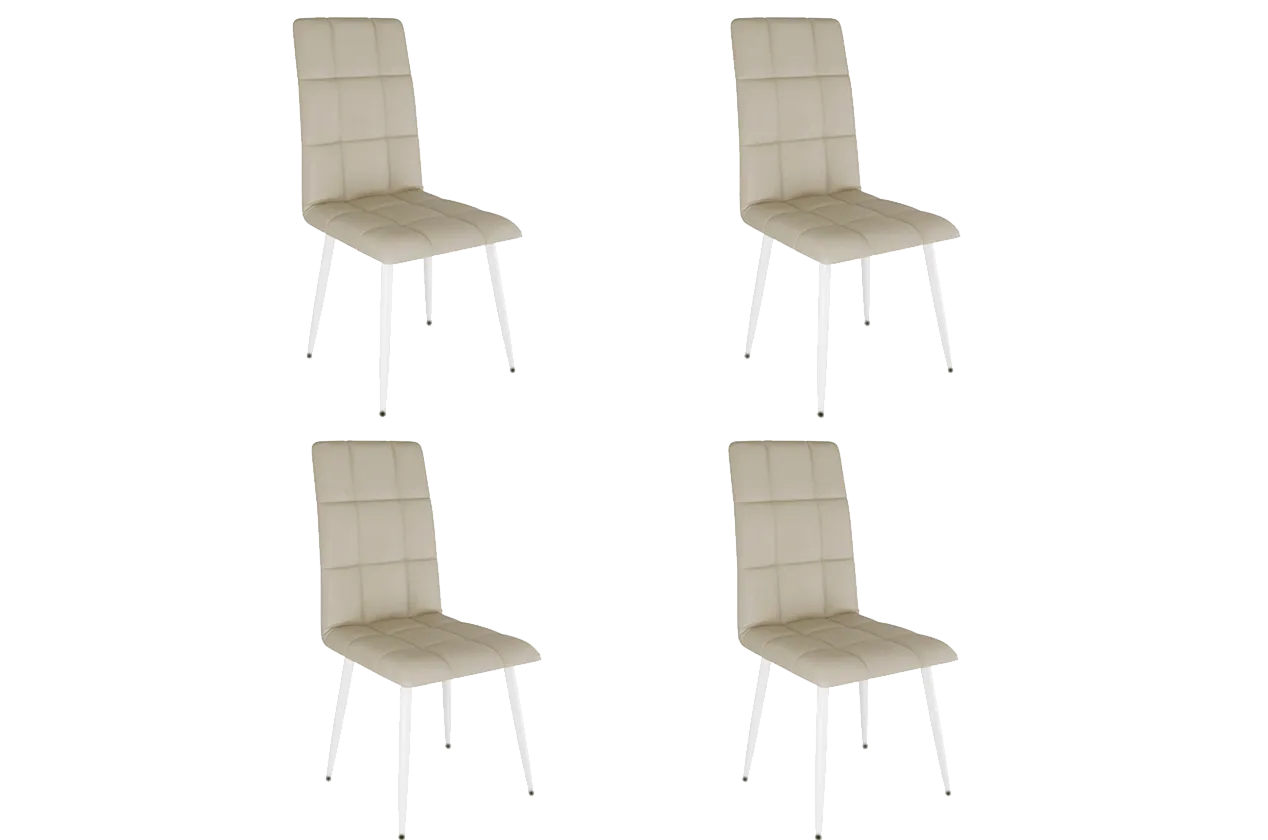 Набор стульев Турин (4 шт.) (светло-серый (экокожа)/белый)
