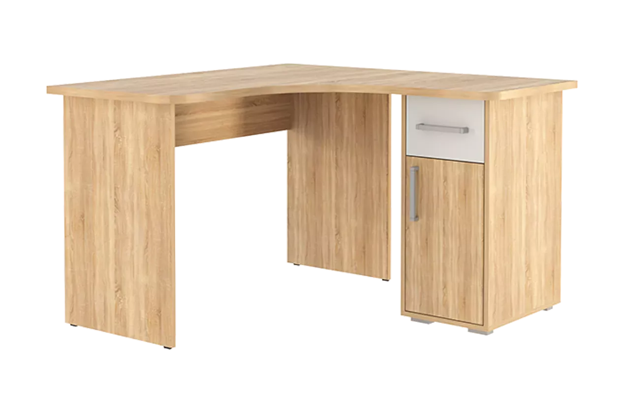 Лайт-1 Стол компьютерный 1200 угловой (дуб сонома/белый)